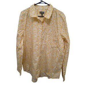 Style & Co Women's Plus Size Yellow Floral Long Sleeve Button Down Shirt Size XX